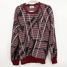 Vintage College Point Chunky Knit Grandpa Sweater Pullover Crew Size Medium