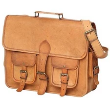 Genuine Brown Soft Leather Unisex Hand Bag travel tote Multipurpose Briefcase