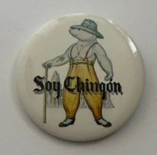 Vintage Lowrider Chicano Back Pin Button "Soy Chingon" Vato La Raza Aztlan