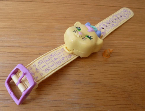 Vintage Bluebird Polly Pocket 1995 Loves Kitty Bracelet Wristband Watch With Cat