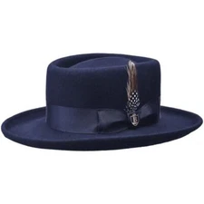 Men Bruno Capelo Hat Australian Wool Crushable Wide Brim GAMBLER GAM102 Navy
