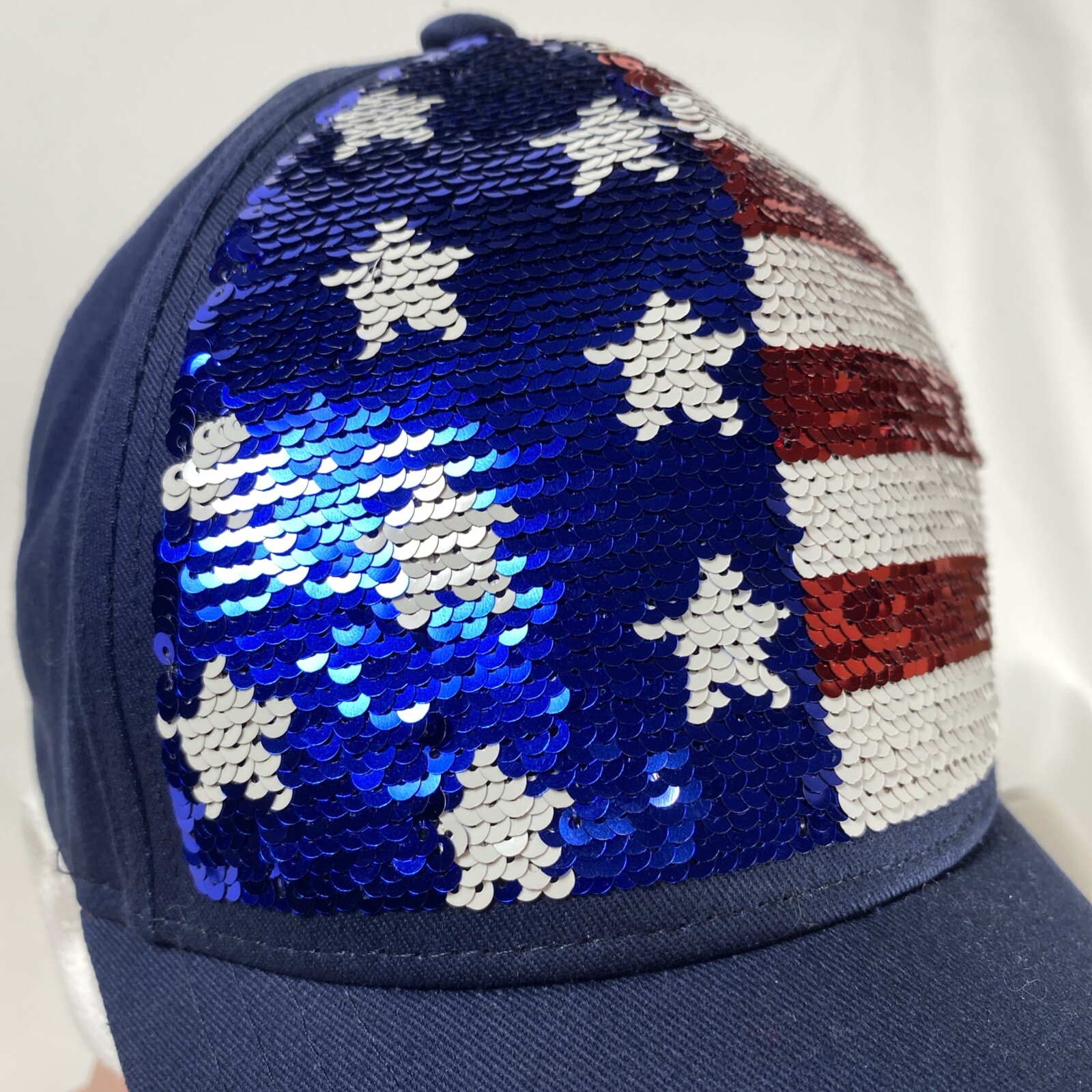 Sequined USA Flag Hat Snapback Adjustable - image 7