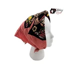 Asian Inspired Cotton Scarf Handkerchief Horse Fish Square 19x19” Japanese