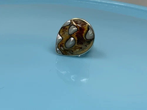 Vintage Sterling Silver Turbo Sarmaticus Shell Statement Ring Size 7.5