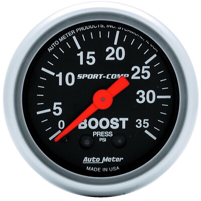 AutoMeter 3304 Sport-Comp Mechanischer Ladedruckanzeiger Boost Gauge