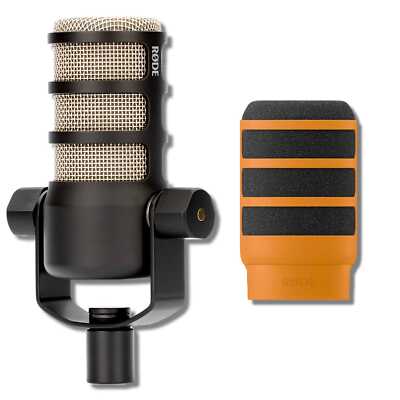 Rode PodMic Cardioid Dynamic Broadcast Microphone with WS14 Orange