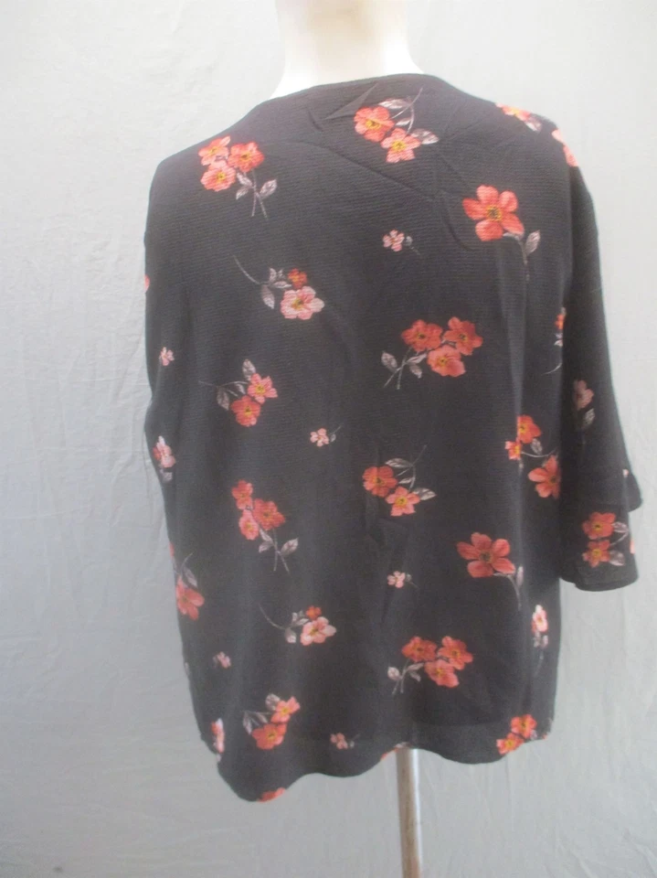 Blusa exuberante talla L para mujer multicolor floral cuello en V corbata delantera manga corta 621 Foto 4 de 4