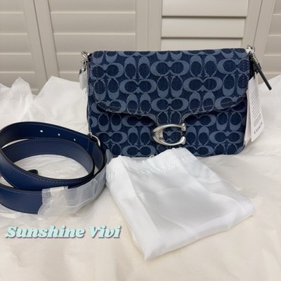 NWT COACH Chain Tabby Shoulder Bag In Signature Denim Deep Blue