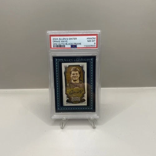 2024 Topps Allen & Ginter Drake Maye Auto Mini Black Frame /25!! Rookie PSA 8