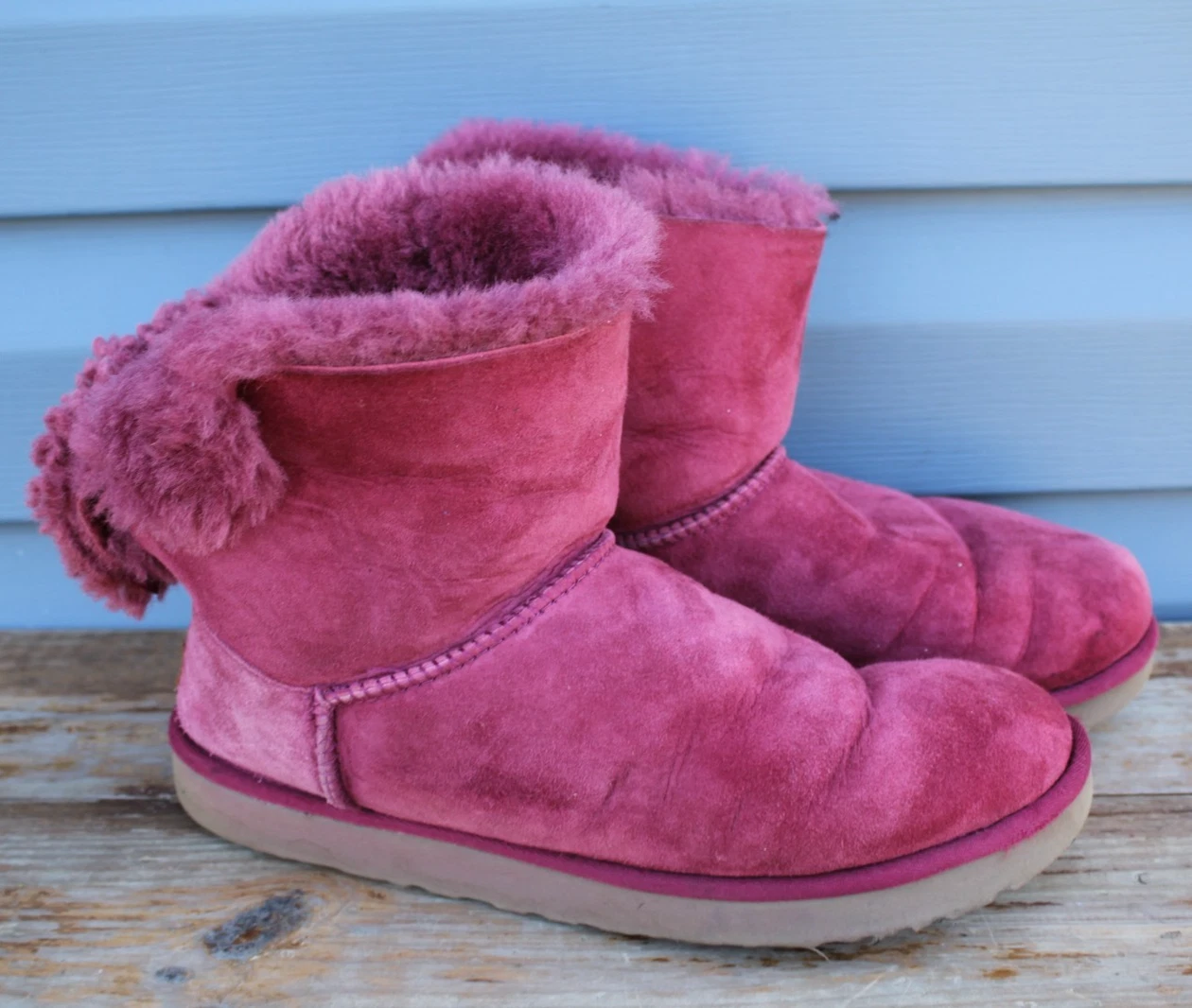 Scarpe stivali donna marca UGG Mini Bailey Bow II rosa bordeaux 1016501 taglia 11