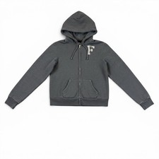 Abercrombie  Fitch Hoodie Womens Small Gray Washed Faded Zip Up Soft