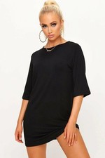 Womens Ladies Short Sleeve Baggy Oversized Tunic Loose Fit Mini Pj T Shirt Dress