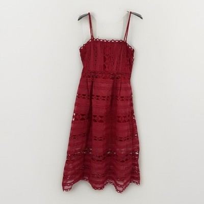 Hyacinth House by Tuckernuck Red Lace Marlee Midi Dress sz S Small  Sleeveless | eBay