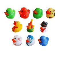 10pcs Rubber Ducks Christmas Bath Toys 6x5.5cm for Kids Party Gifts Decorations
