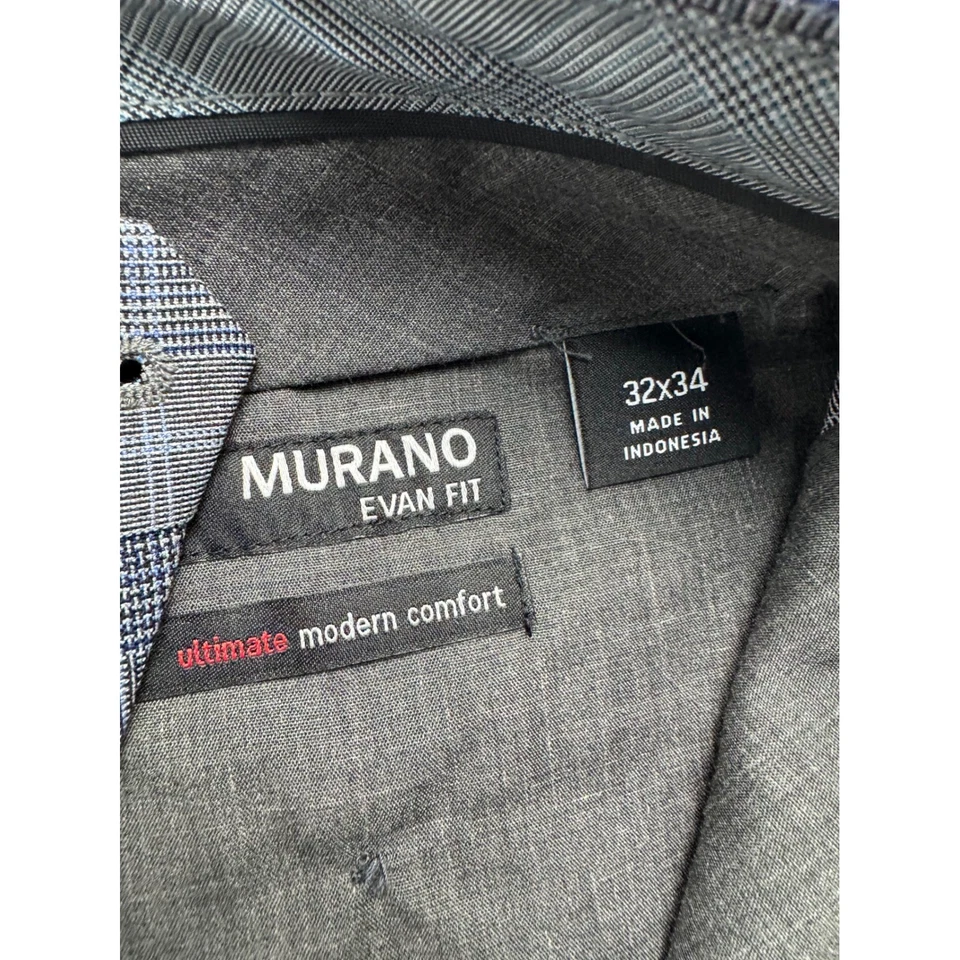 Pantalones de vestir Murano Evan Fit para hombre a cuadros frente plano 32x34 gris moderno cómodo Foto 4 de 4