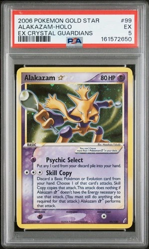 2006 POKEMON EX CRYSTAL GUARDIANS GOLD STAR #99 ALAKAZAM-HOLO PSA 5