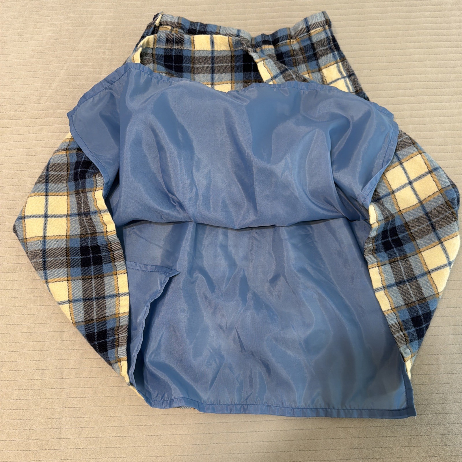 Vintage MOFFAT WEAVERS Blue white brown Plaid Tartan Kilt Skirt Sz 16 Scotland