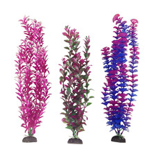 Aqua-Plants Aquarium Plant Decoration - 3 Piece Plastic Plant Bundle Multicolo