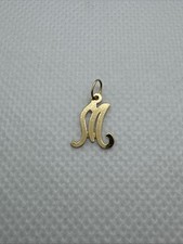 14k Yellow Gold Fine Jewelry  M  Initial Charm Pendant Cursive Letter Script