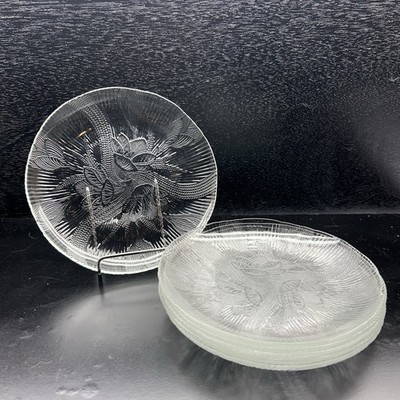 Arcoroc France Canterbury Crocus Clear Glass Salad/Dessert 7" Plates ~Set of 6 | eBay