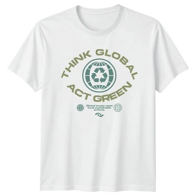 Think Global Act grünes T-Shirt Earth Day Geschenk für Sie und Ihn