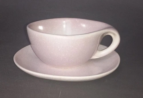 BAUER POTTERY Scarce MARY WRIGHT COUNTRY GARDENS Pink CUP & SAUCER