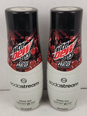 2 PACK Sodastream Zero Sugar Mt Dew Code Red Beverage Mix 14.9 oz Soda Stream