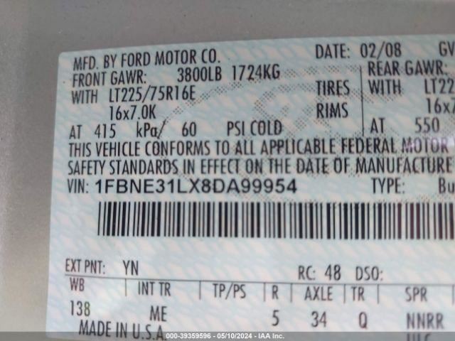 Driver Left Tail Light Fits 05-14 FORD E150 VAN 3142306 thumbnail 10