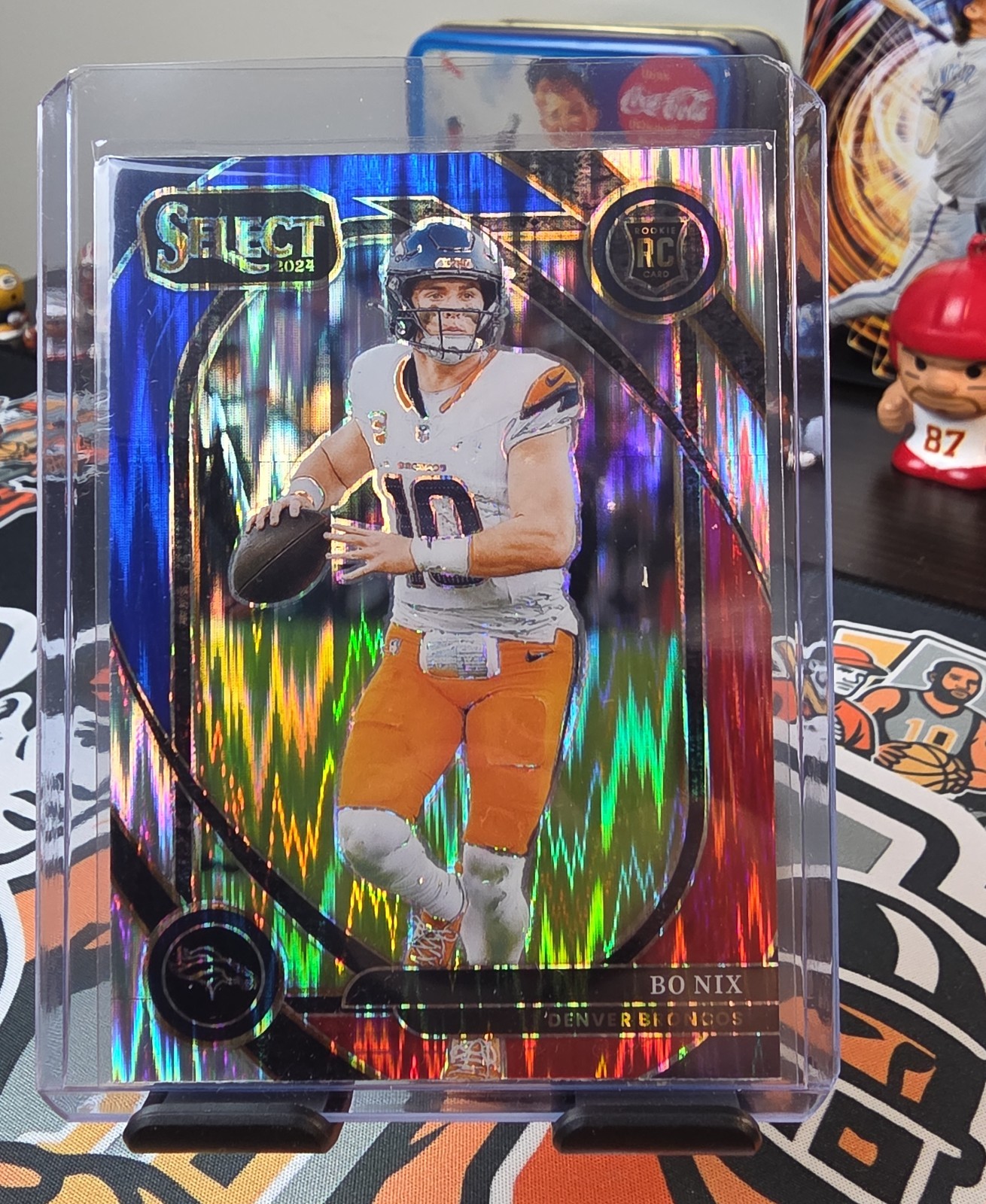 2024 Panini Select - Club Level Bo Nix #221 Red & Blue Shock Prizm (RC)