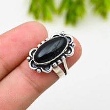 Black Onyx Gemstone 925 Sterling Silver Ring Handmade Jewelry Ring For Gift