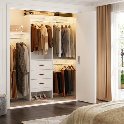 5FT Small Closet System with 3 Fabric Drawers 60 Inches Walk In Closet Organizer