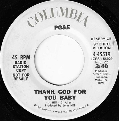 PG& E - Thank God For You Baby, 7'', (Vinyl)