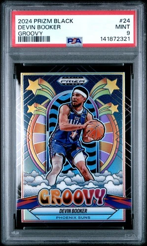 2024 PANINI PRIZM BLACK GROOVY #24 DEVIN BOOKER PSA 9