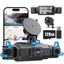 360 Dash Cam Front and Rear Inside,4 Channel Dash Cam 2025,2.5K 1080Px3 Dash ...