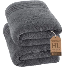 Hawmam Linen Jumbo Bath Sheets Towels 2 Pack - Soft, Absorbent, 100% Cotton