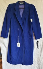 Vintage Forecaster of Boston New w/ Tags Womens 13/14 Blue Wool Trench Coat USA