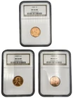 3 x 1938-1940 Lincoln Wheat Cent NGC MS66 RD