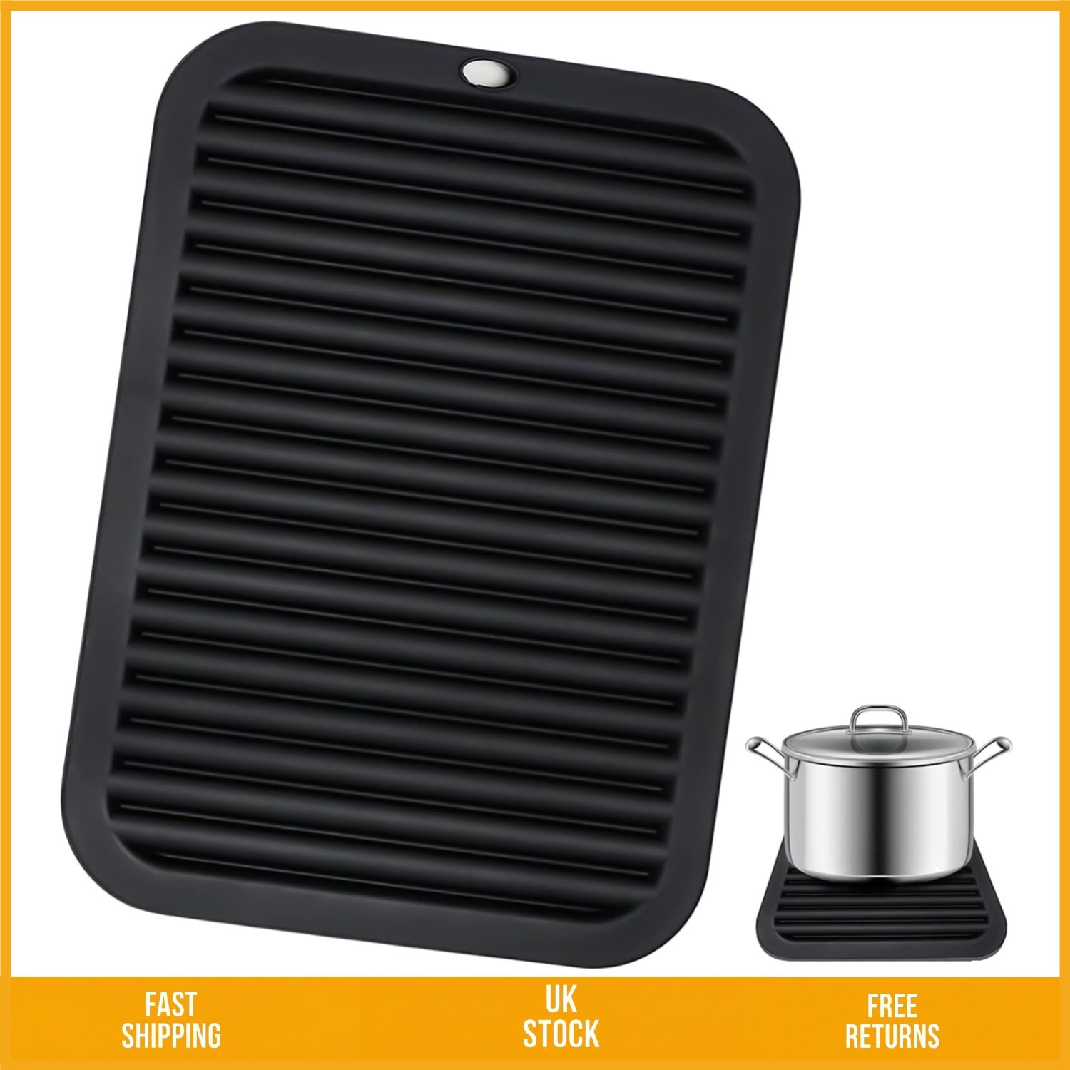 Durable Non Slip Silicone Trivet Heat Resistant Kitchen Mat 11.6x8.9in