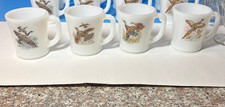 4 Anchor Hocking Fire King Glass   Coffee Mugs Cups Fowl Game Birds