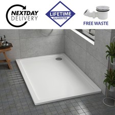 Rectangle Slimline Shower Tray Stone Resin For Cubicle Enclosure & FREE Waste