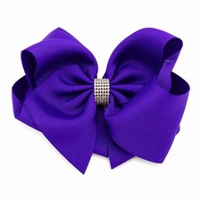BRAND NEW WITH TAGS Purple Glam Rhinestone Hair Bow 6.5"
