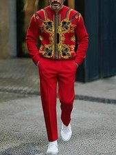 Men's Outfit 2 Piece Set Shirt  Pants Suit PLUS SIZE BIG 4XL