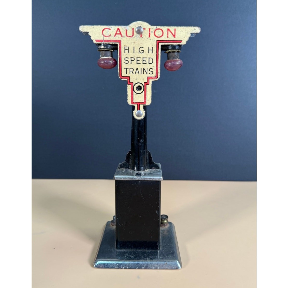 Marx Railroad “Caution High Speed Trains” Signal Sign 7.25&Quot; Vintage