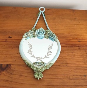 Small Floral Design Hanging Bathroom or Vanity Mirror