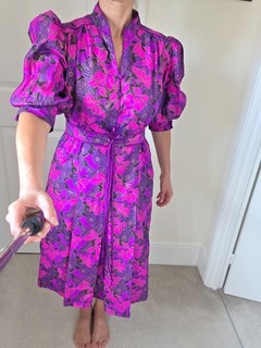 Vintage Thai Seide Handmade Kleid in Lila Gr. ca. 10