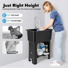 Modern Utility Sink With Faucet Freestanding Utility Sink with Storage Shelf
