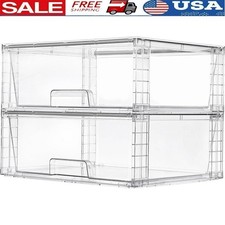 Stackable Storage Drawers Bathroom Kitchen Office Organizers Clear Bins New