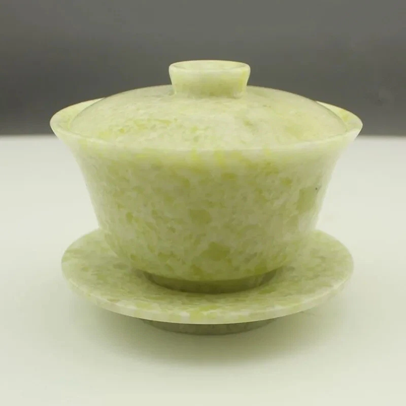 Juego de té GaiwanTeaware Jades Stone Bowl Cover tazas de té ceremonia de té chino Kung Fu Foto 4 de 4