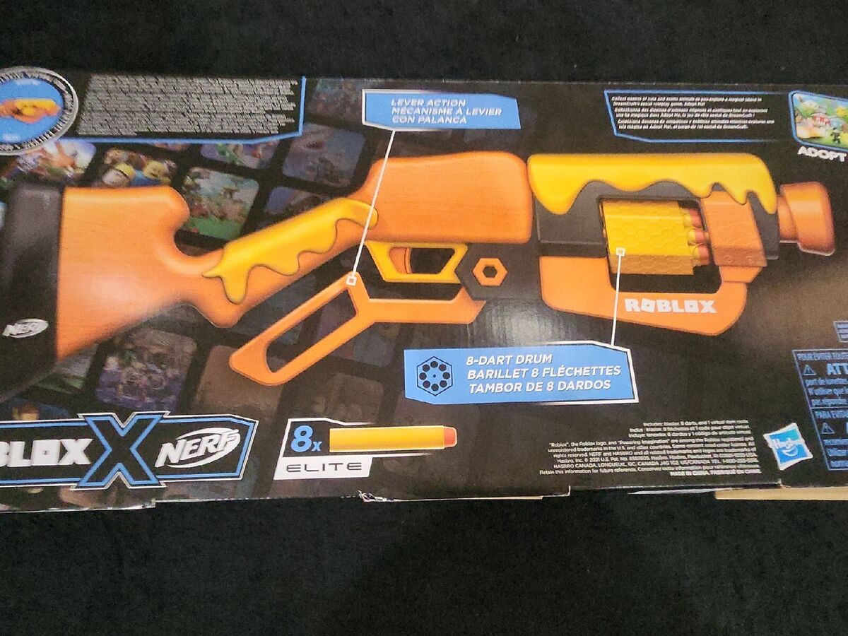 NERF ROBLOX ADOPT ME!: BEES! LEVER ACTION BLASTER, 8 NERF ELITE