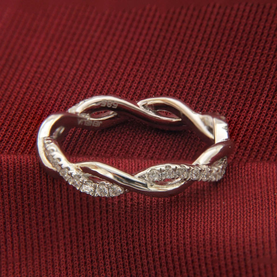 Anillo de plata 925 en 0,75 quilates redondo simulado diamante banda infinita retorcida talla 7 Foto 3 de 4